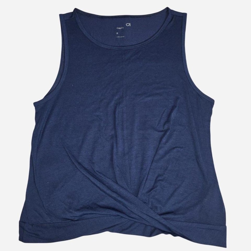 GapFit Tank Top Womens Small Navy Blue Excellent Twist Front Activewear Workout